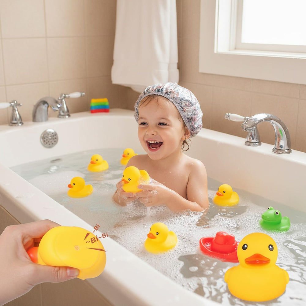 Ensbelei patitos como decoración en mesa de fiesta infantil colorida
