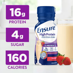 Ensure detalle de textura cremosa de batido fresa, aspecto apetecible
