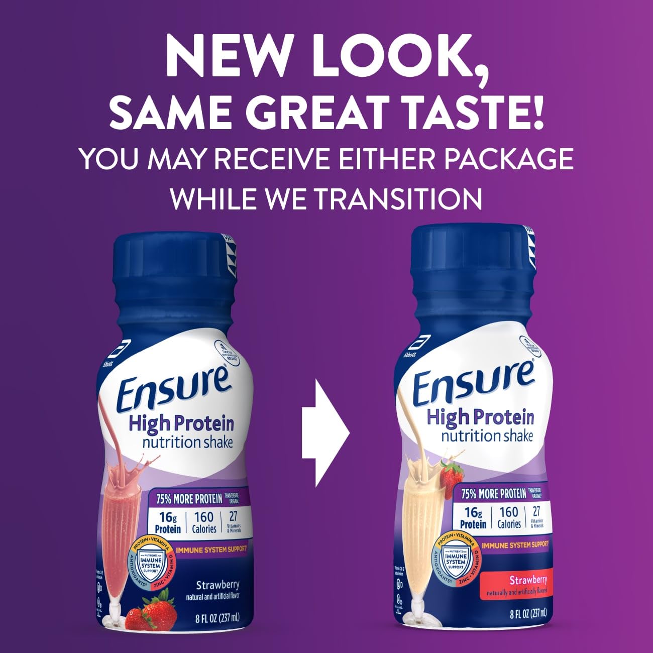 Ensure vista lateral con etiqueta legible y información de vitaminas