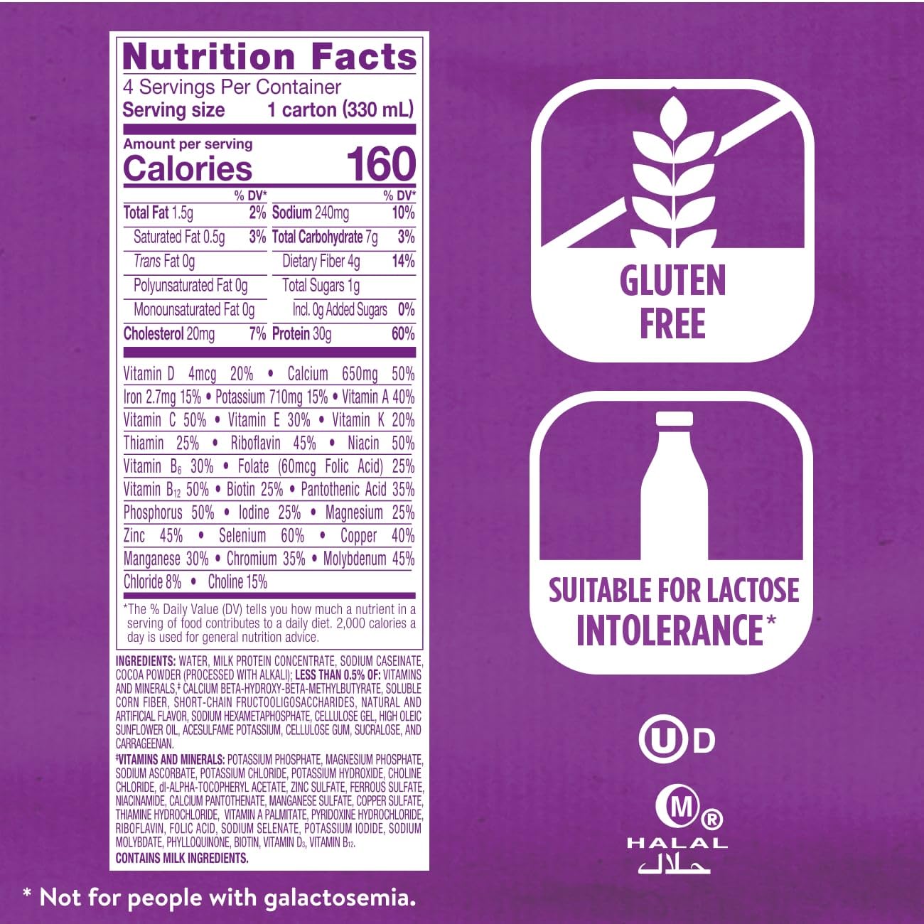 Close-up of Ensure nutrition facts panel showing vitamins and minerals benefit