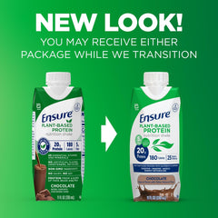 Ensure close-up label detail highlighting 20g plant protein and vegan attributes