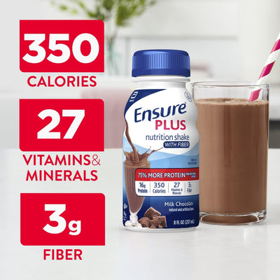 Ensure nutrition label close-up showing vitamins, minerals, and calories