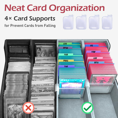 ENTUMO in use with decks organized upright using supports to prevent leaning and mixing