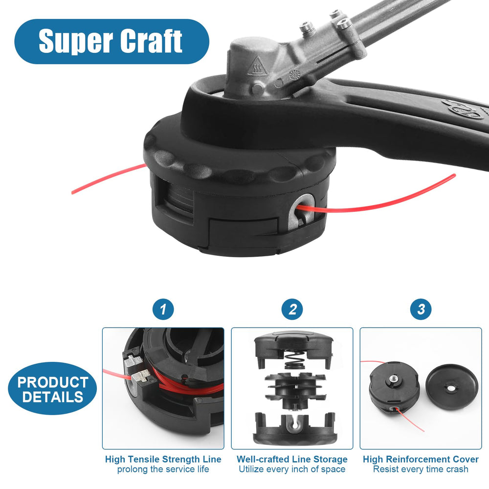 Envanptaz head installed on Echo SRM trimmer showing easy compatibility benefit