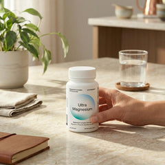 envitamin botella en encimera junto a un vaso y fruta sugiriendo uso diario