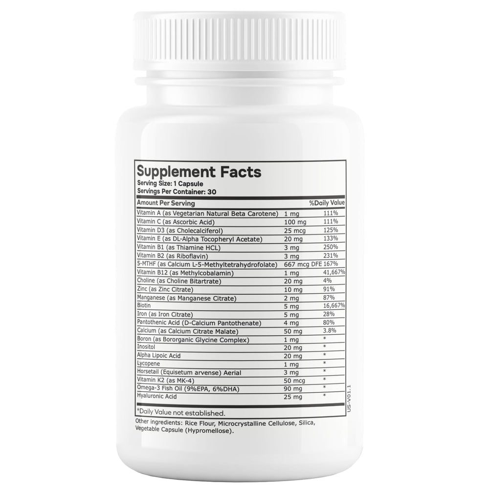 envitamin etiqueta nutricional en zoom mostrando ingredientes y dosificación