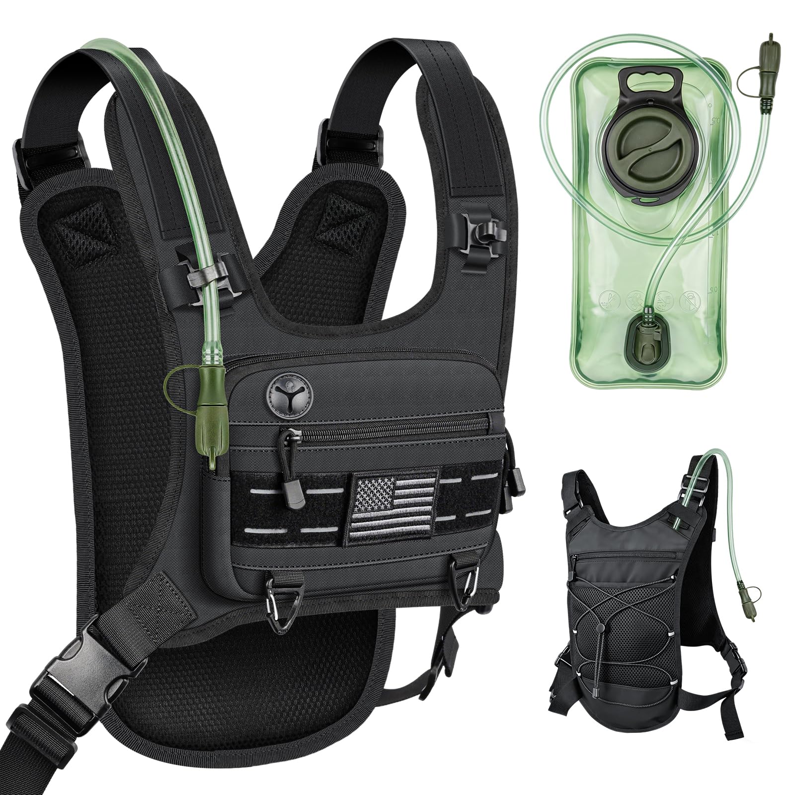 Envyvip mochila frontal mostrando bolsillos y diseño práctico