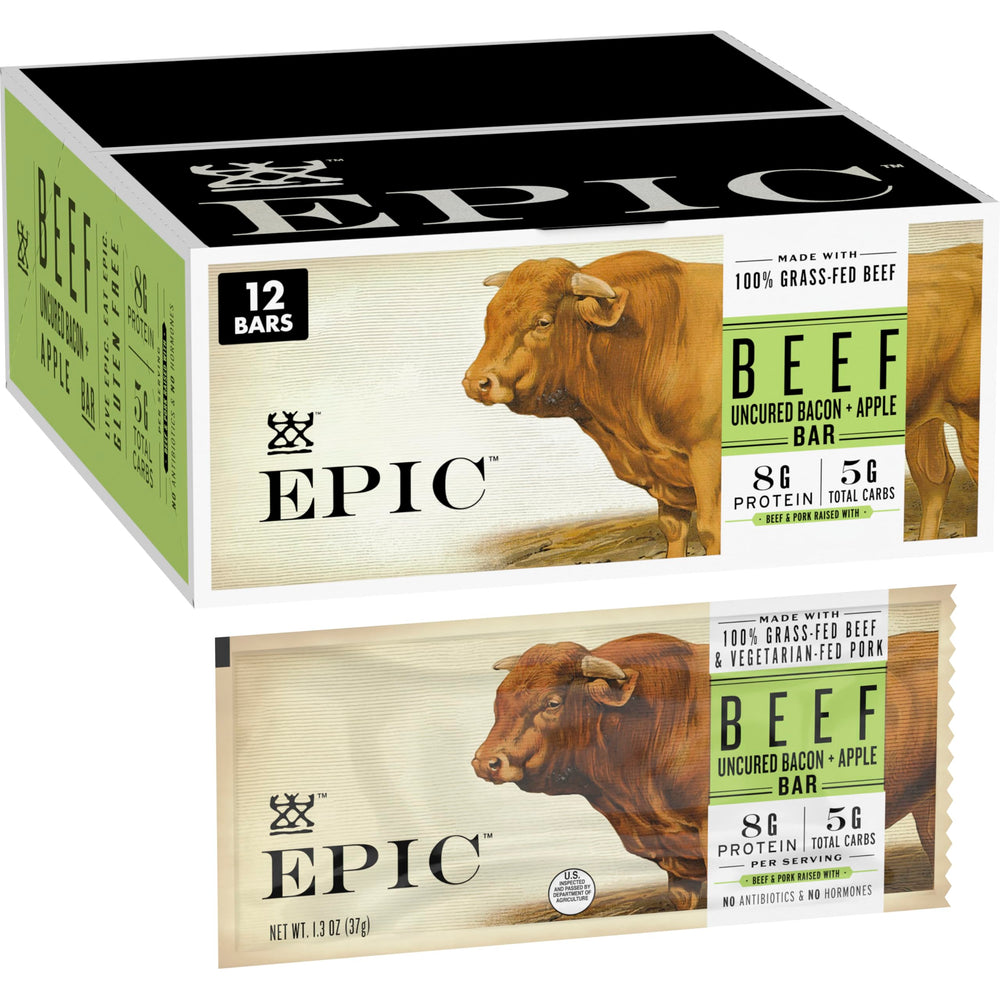 EPIC empaque frontal mostrando barras y beneficios de proteína