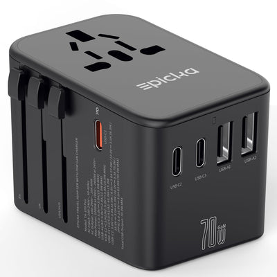 Epicka front view showing all ports and compact design for travel convenience