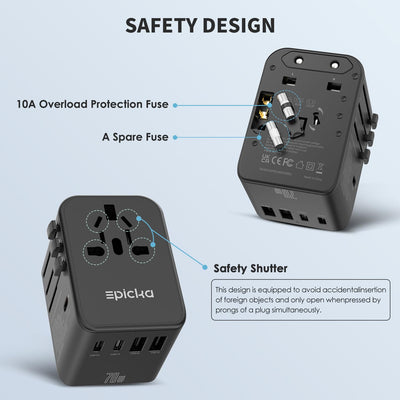 Epicka product label and safety markings showing certifications and trust