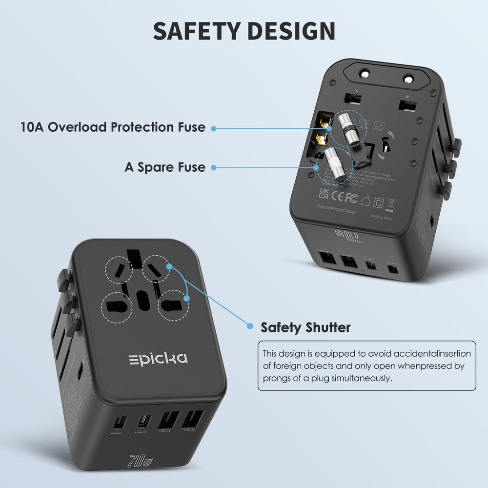 Epicka product label and safety markings showing certifications and trust