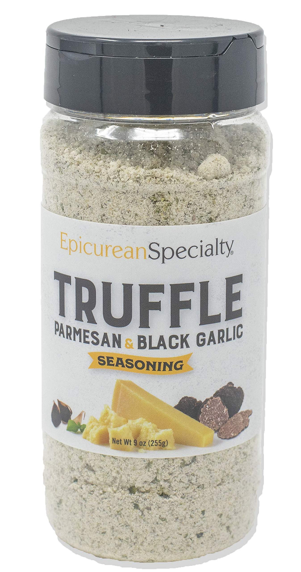 Epicurean Specialty frasco frontal mostrando etiqueta y mezcla gourmet