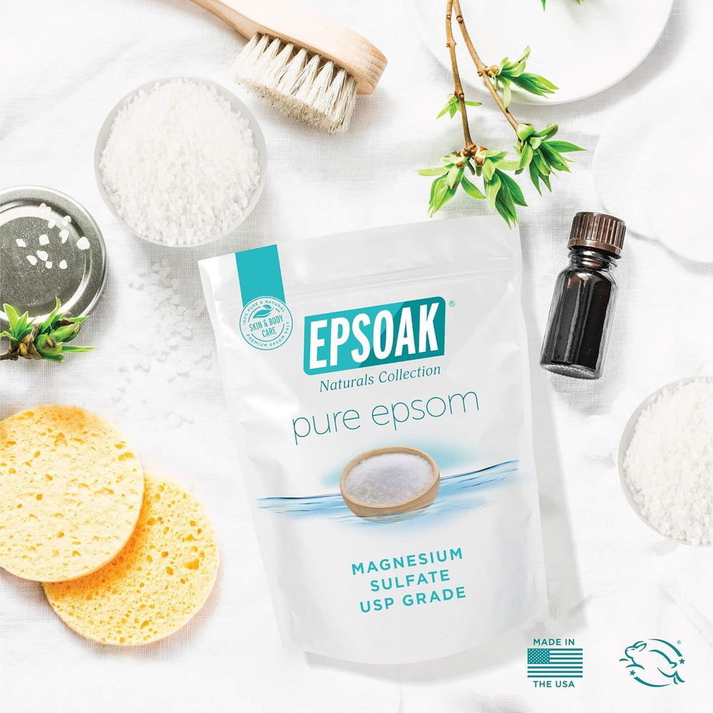 Epsoak bag next to common objects showing 19 lb scale