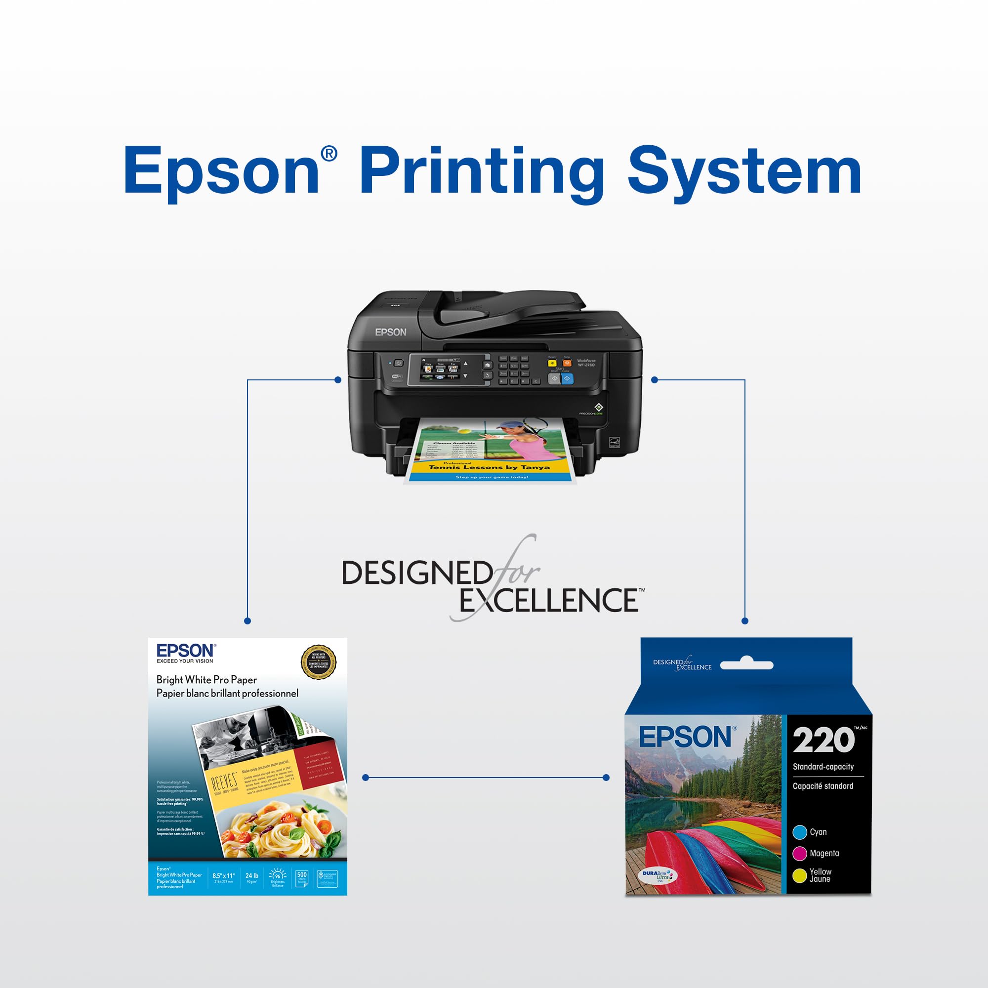 Epson comparación de tamaño del cartucho, visualiza escala y facilidad de instalación