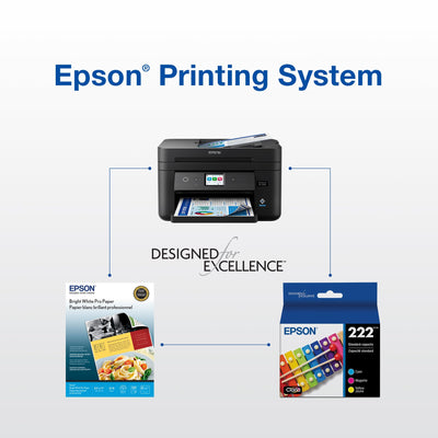 Comparación de tamaño del pack Epson 222 con manos escala