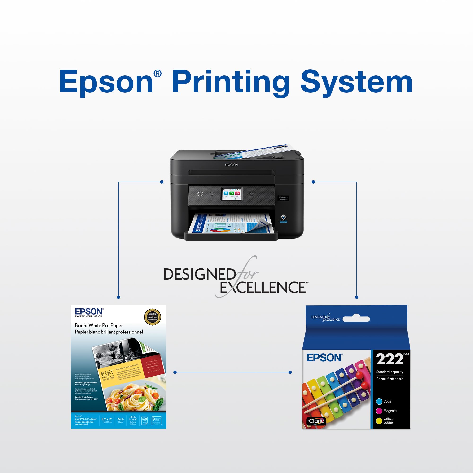 Epson 222 en escritorio de oficina mostrando confianza y orden