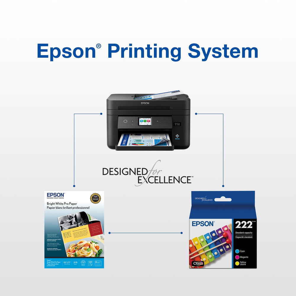 Epson 222 en escritorio de oficina mostrando confianza y orden