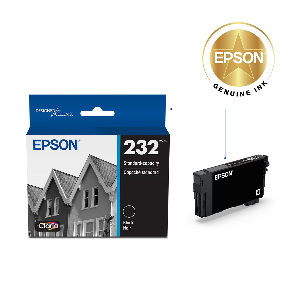 Epson 232 cartridge close-up of nozzle and contacts highlighting quality fit