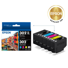 Epson 302 cartridge close-up highlighting ink colors and finish