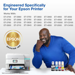 Epson 502 pouring into EcoTank tank demonstrating easy, mess-minimizing refilling