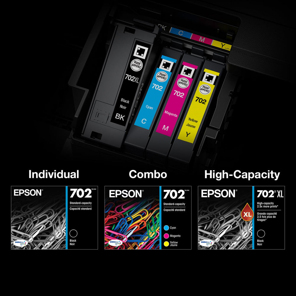 Epson cartridge next to ruler showing compact size and easy storage benefit