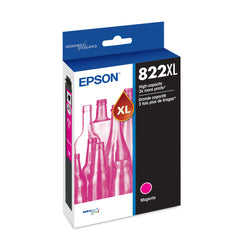 Epson cartucho 822XL magenta frontal mostrando el envase y diseño profesional