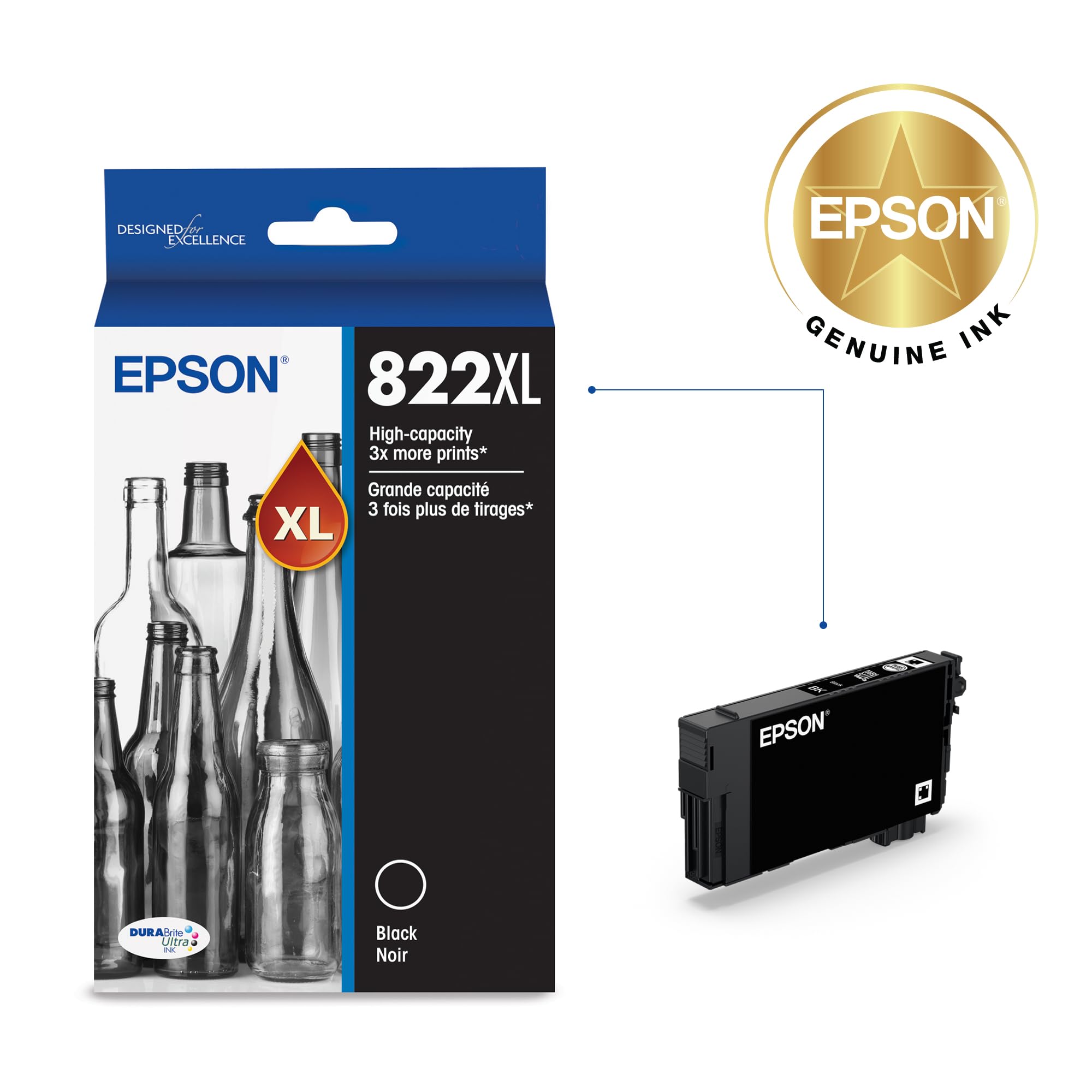 Epson 822XL primer plano de la boquilla que muestra diseño preciso para instalación limpia