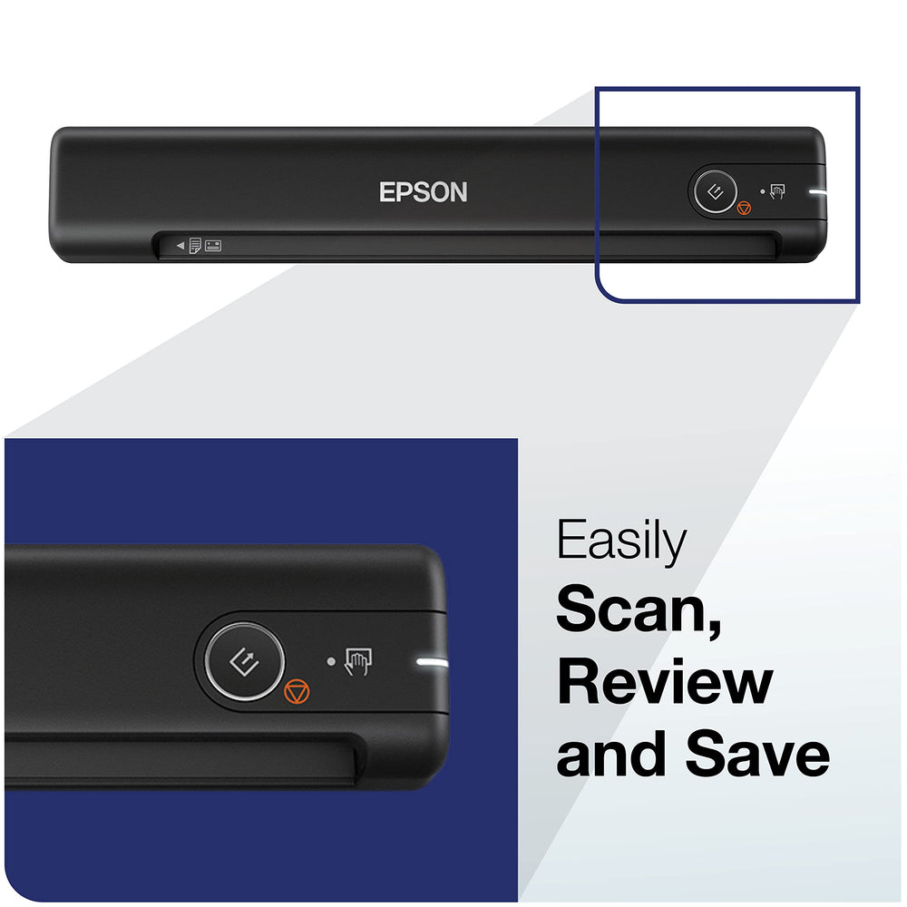Epson ES-50 ScanSmart software screen showing easy file management benefit
