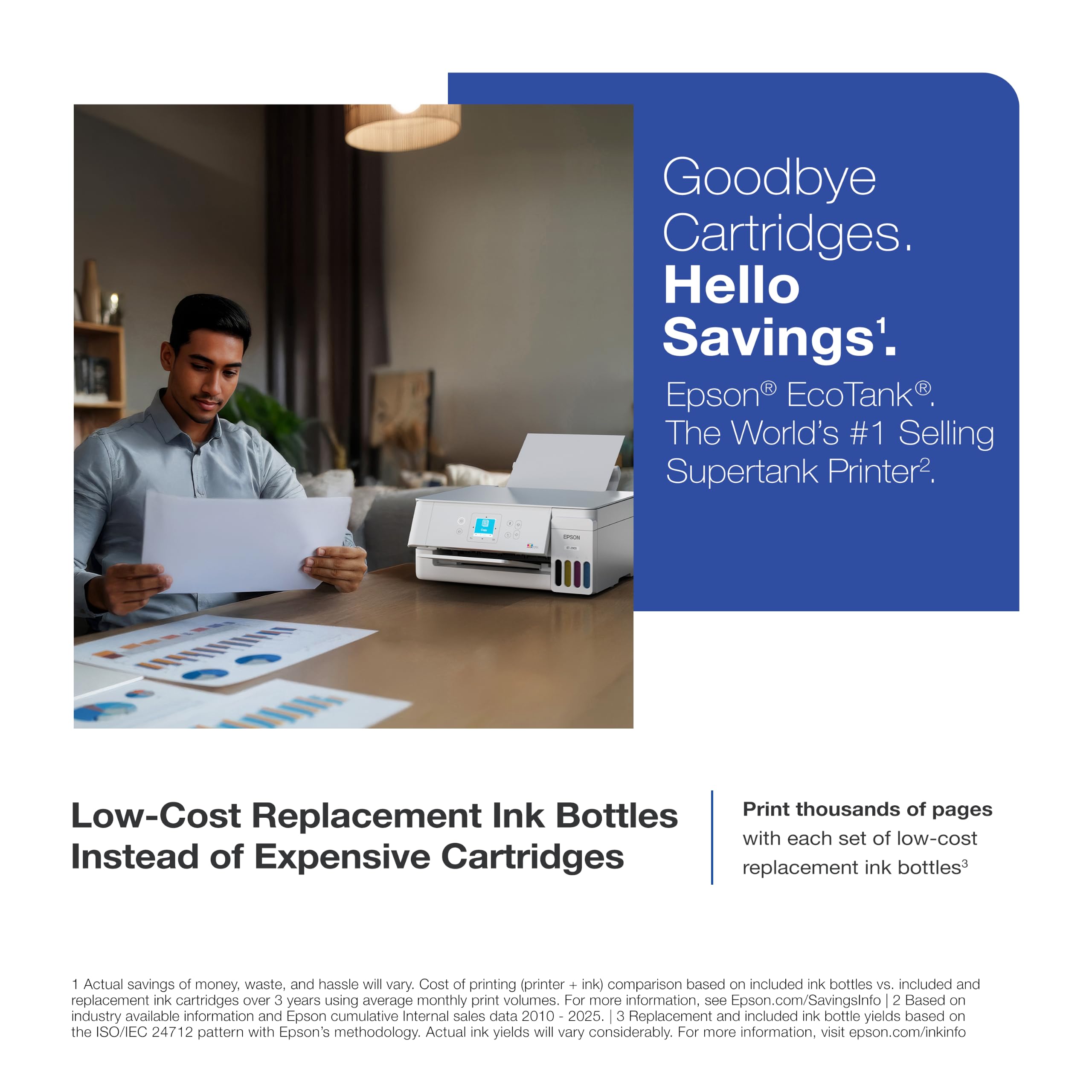 Epson ET-2903 color display close-up showing simple navigation benefits
