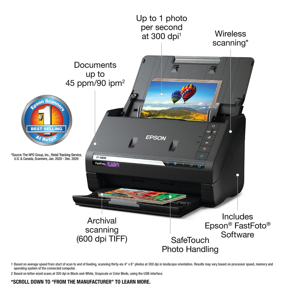 Epson FastFoto escaneo de foto panorámica, captura de imágenes grandes con detalle