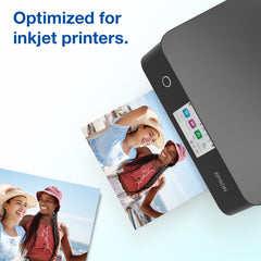 Epson comparación de tamaño 8.5x11 mostrando escala y grosor del papel