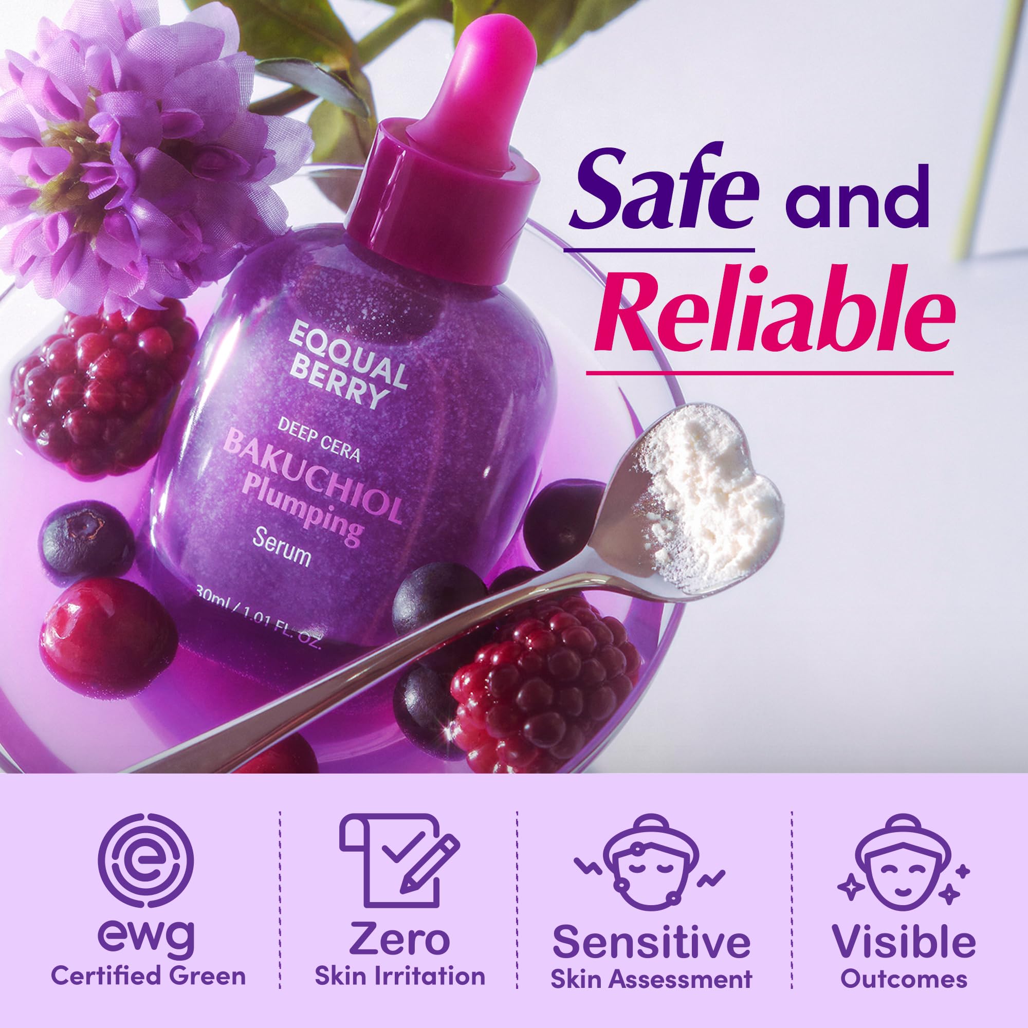 EQQUALBERRY primer plano de microesferas de ceramidas para retención de humedad