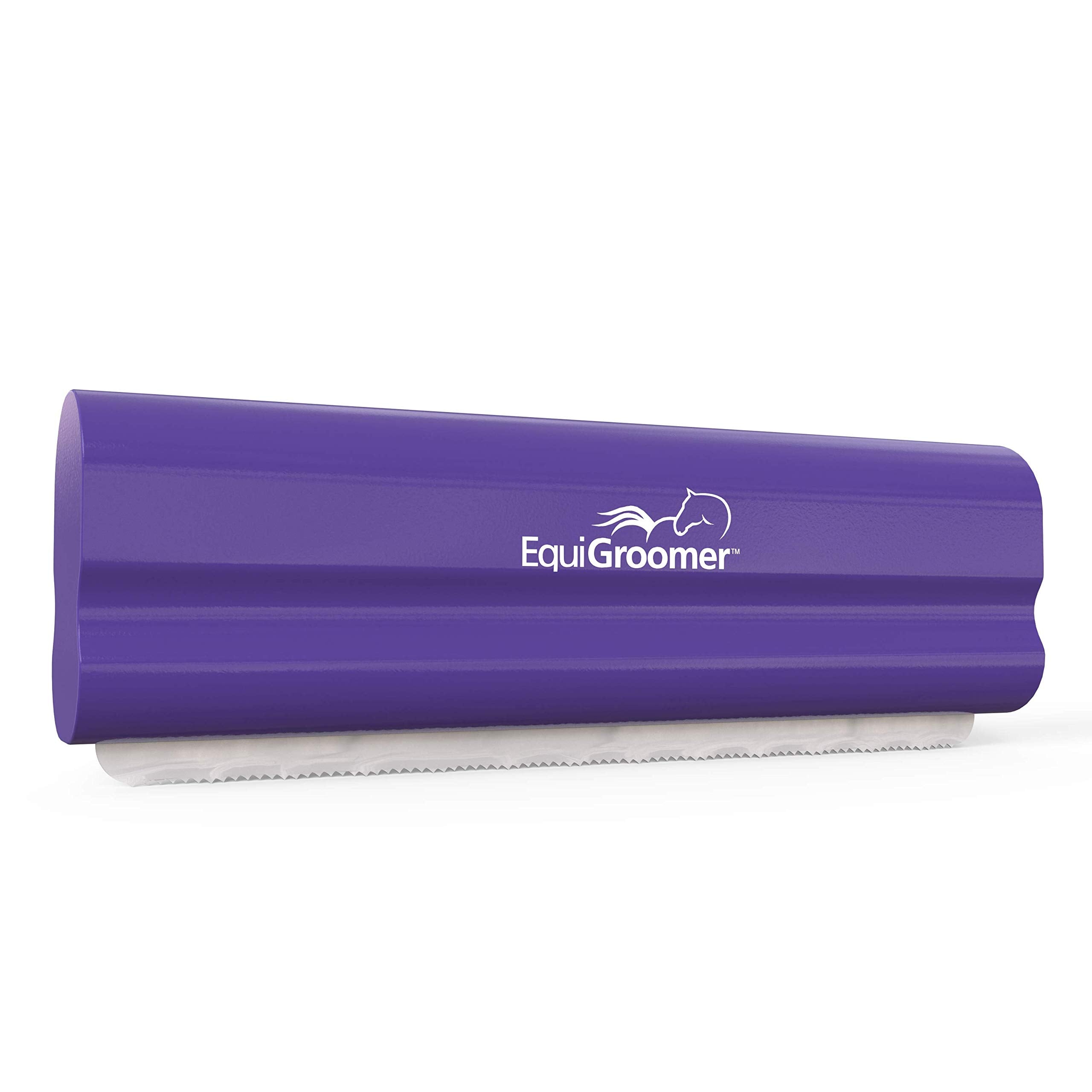 EquiGroomer front view of purple brush showing compact design and easy storage