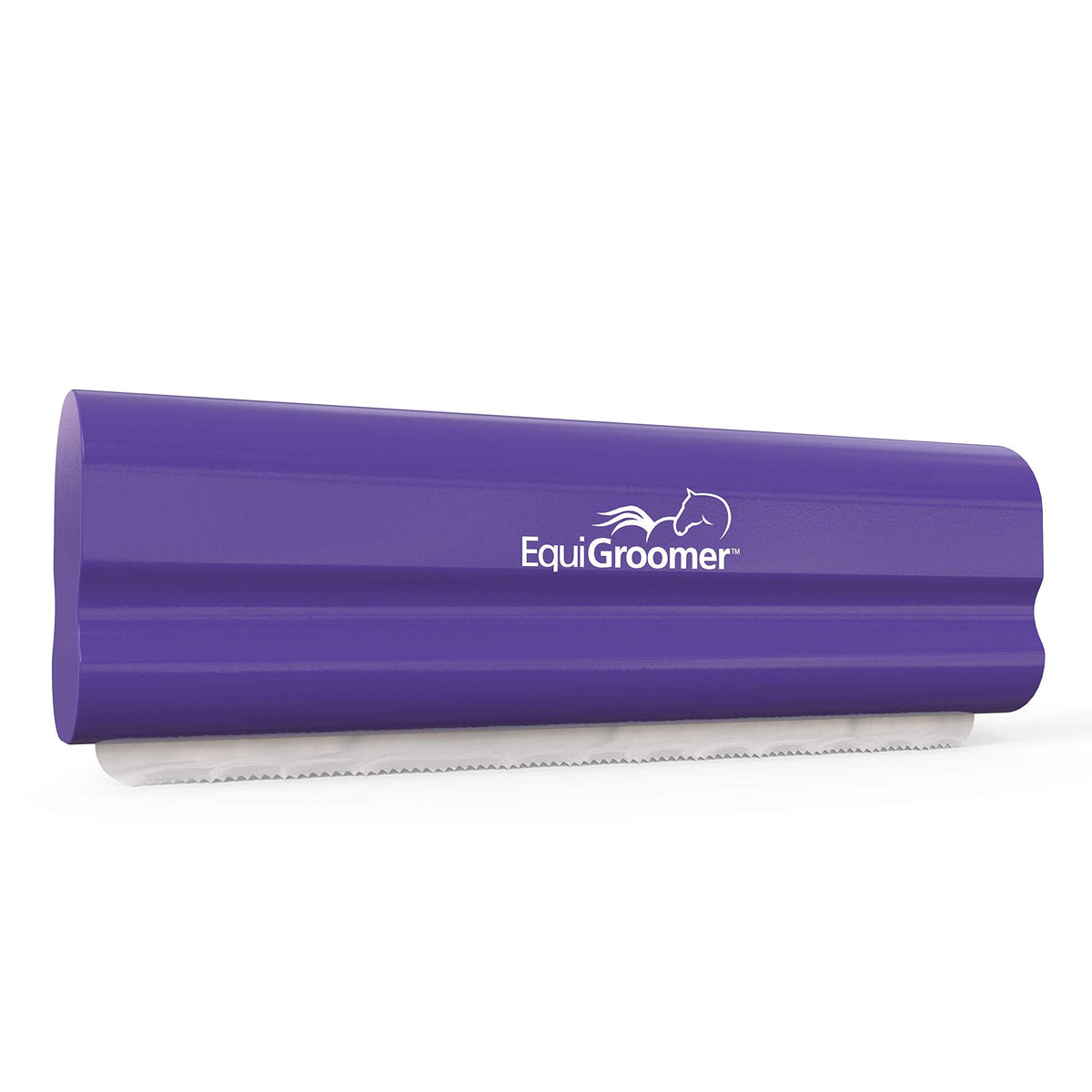 EquiGroomer front view of purple brush showing compact design and easy storage
