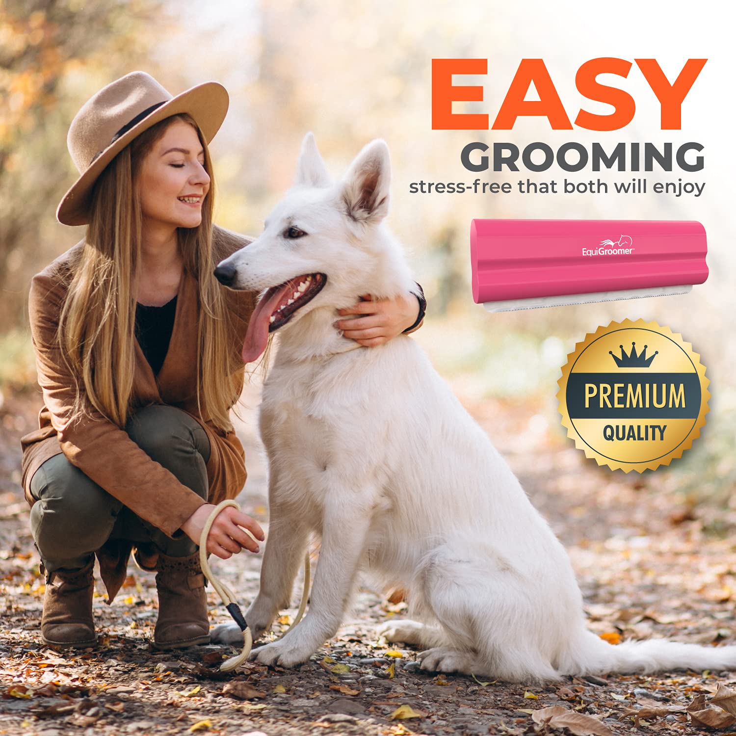 EquiGroomer on bathroom counter in lifestyle scene for easy storage