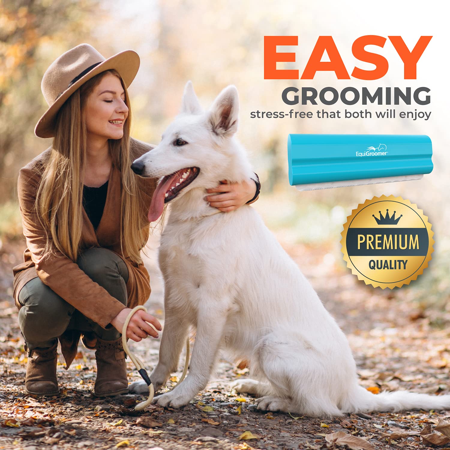 EquiGroomer in home grooming scene for quick calm pet care
