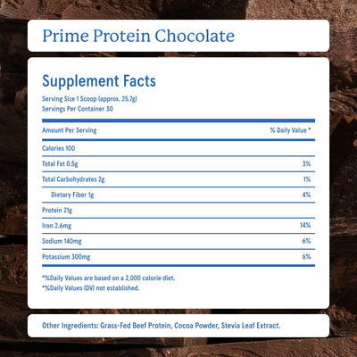 Detalle de la etiqueta Equip Prime chocolate que muestra ingredientes limpios