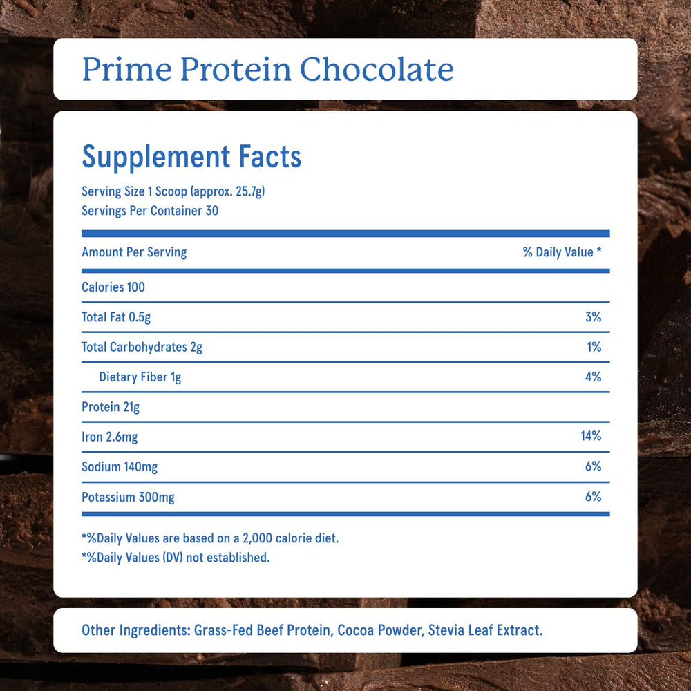 Detalle de la etiqueta Equip Prime chocolate que muestra ingredientes limpios