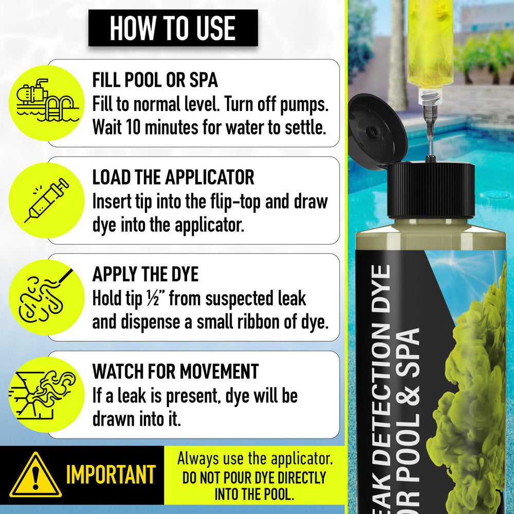 Escentile tinte fluorescente formando cinta en el agua para localizar fugas rápidamente