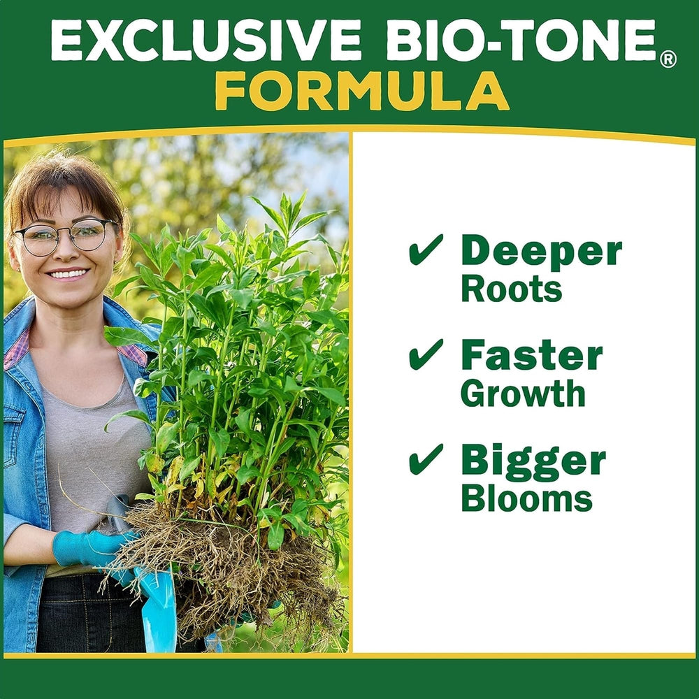 Espoma Holly-Tone usado en arbustos con flores abundantes y follaje sano