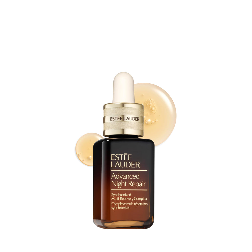 Estée Lauder frasco frontal del suero mostrando presentación y marca, beneficio antiedad