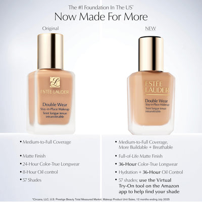 Estée Lauder aplicación con brocha demostrando cobertura modulable
