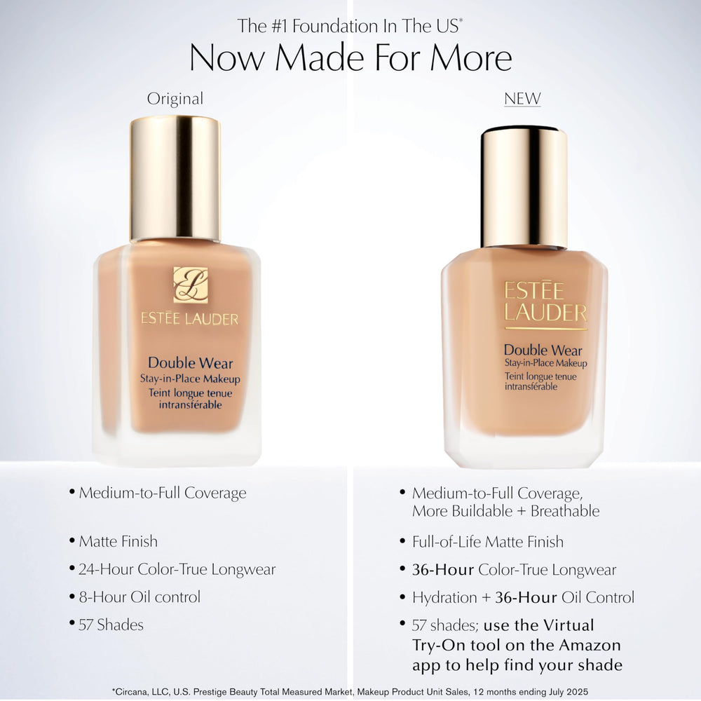Estée Lauder aplicación con brocha demostrando cobertura modulable