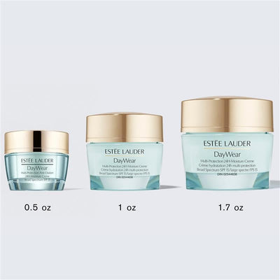 Estée Lauder jar in hand showing 1.7 oz scale and travel-friendly convenience