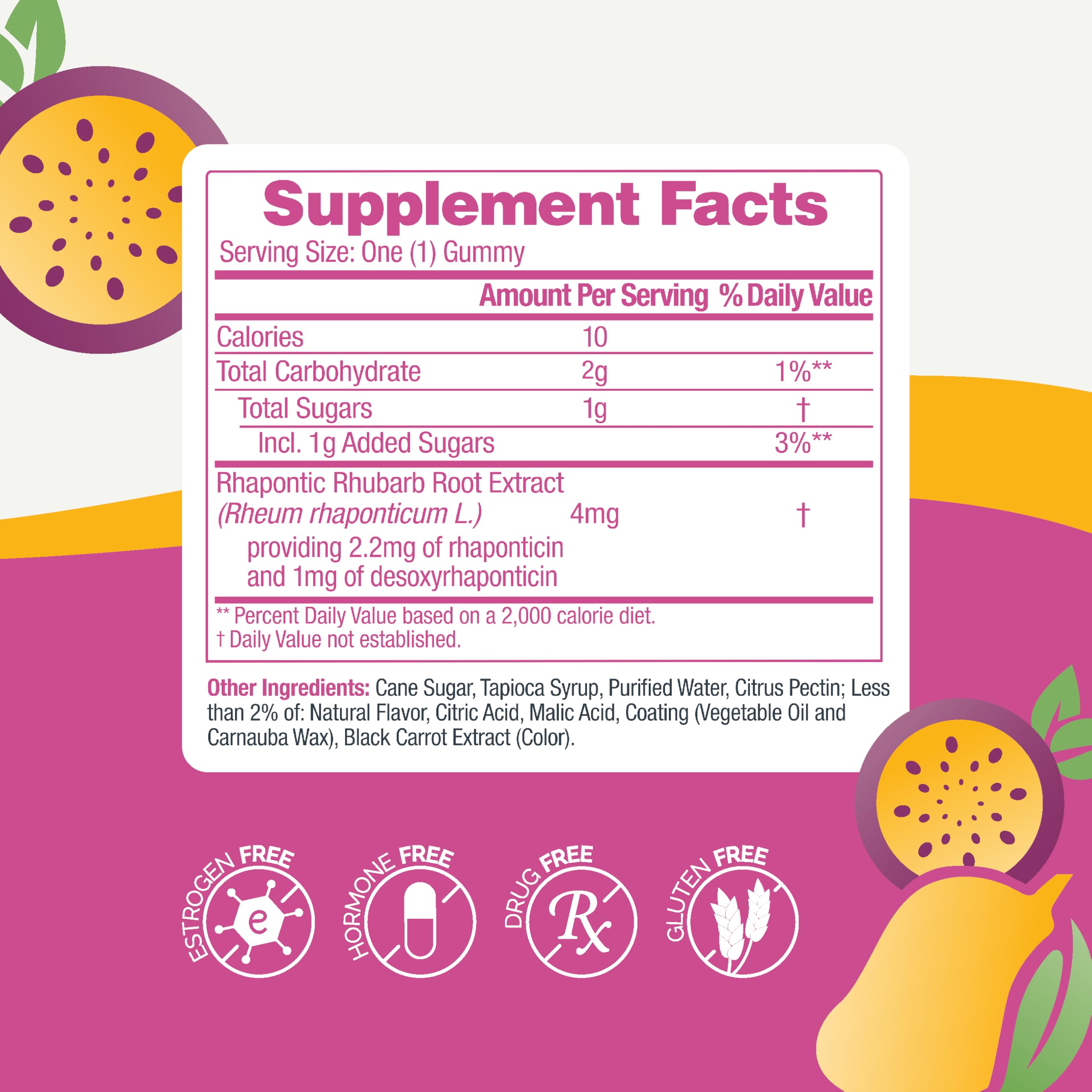 Etiqueta Estroven con lista de ingredientes principal y beneficios claros