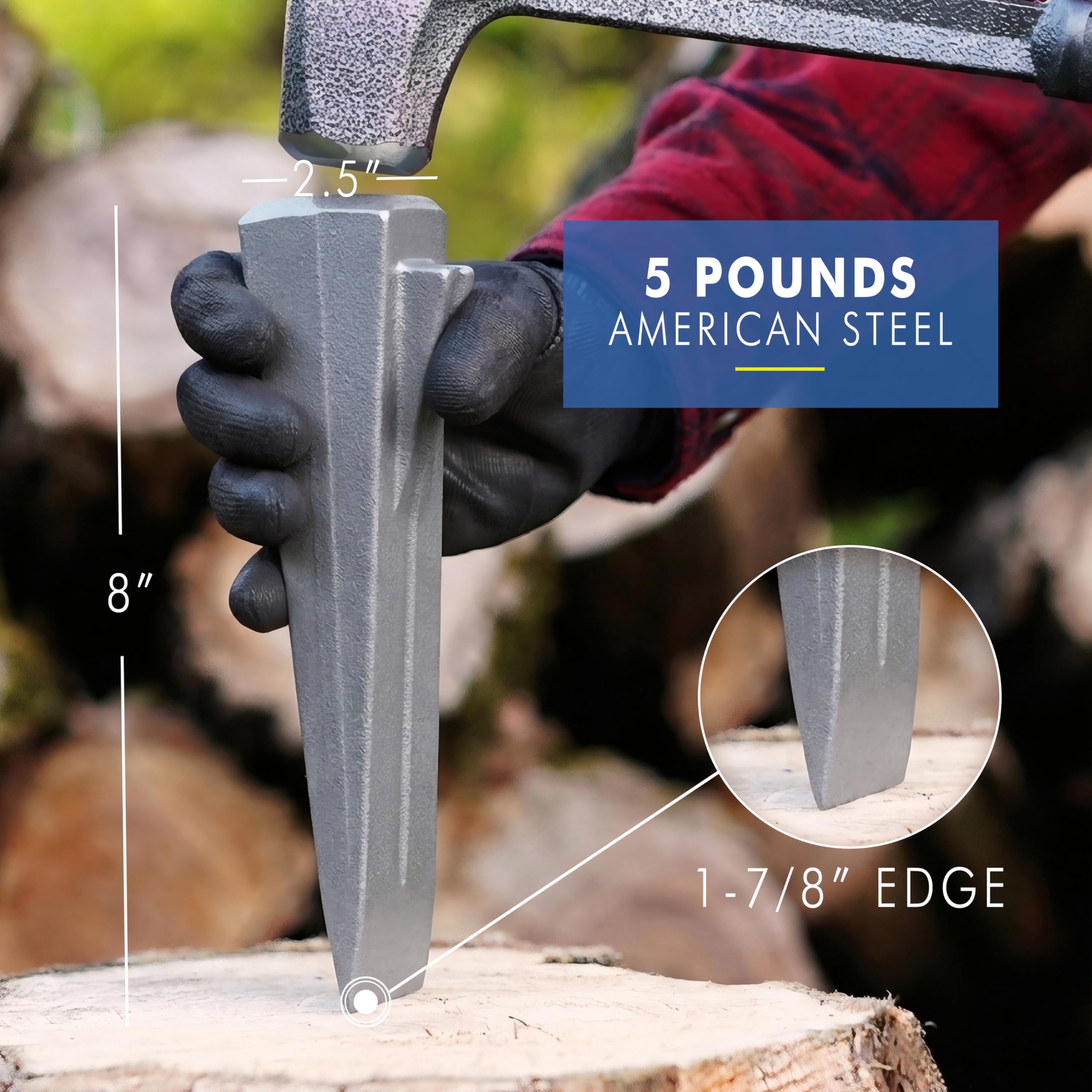 Estwing Sure Split Wedge cutting edge close-up showing hand-sharpened precision