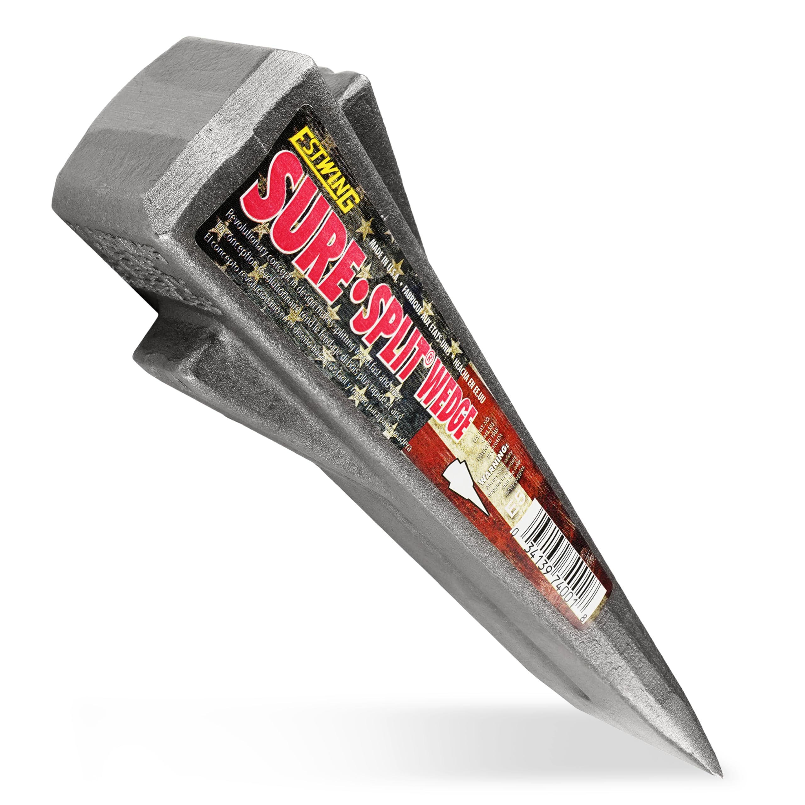 Estwing Sure Split Wedge front view showing weight and shape for efficient splitting