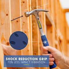 Estwing detalle del mango Shock Reduction que mejora confort y reduce vibraciones