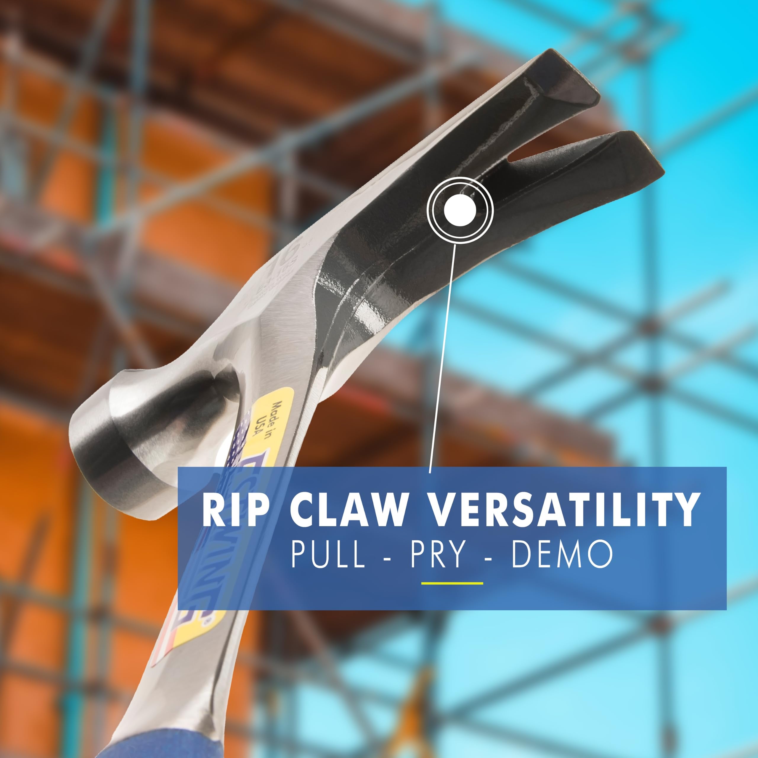 Estwing primer plano de la garra rip claw para extracción de clavos con palanca