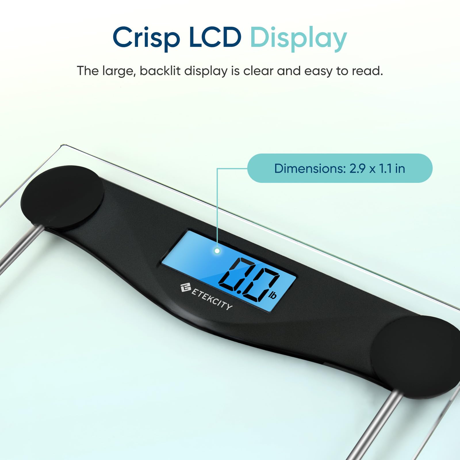 Etekcity detalle del vidrio templado de 6 mm mostrando resistencia y limpieza fácil